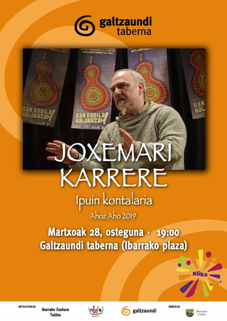 Joxemari Karrere ipuinkontalaria izango da tabernan 33