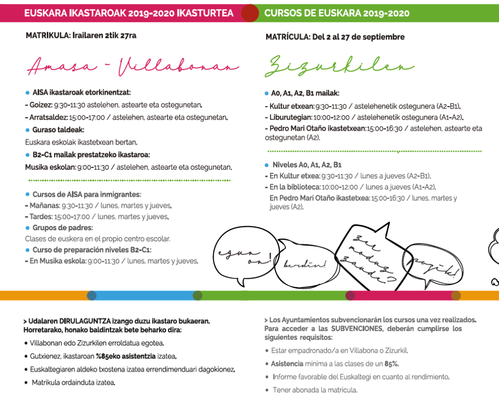 Euskara ikastaroetan izena emateko epea zabalik Villabonan 3