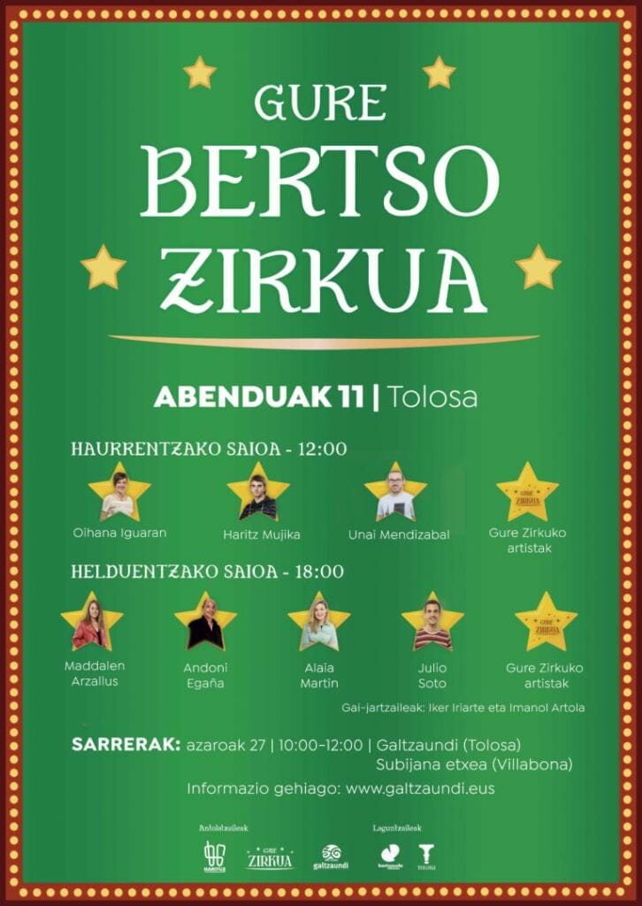 Bertsoa eta zirkua elkartuko ditu ‘Gure Bertso Zirkua’ ikuskizunak 7