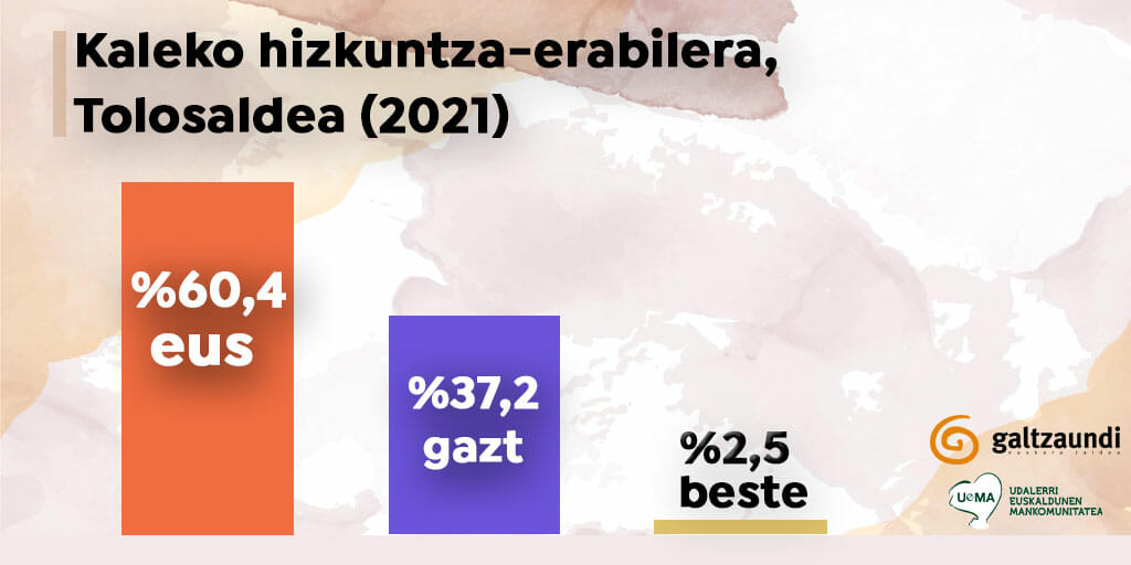 Tolosaldeko herrietako kaleetako euskararen erabilera %60,4koa da 25