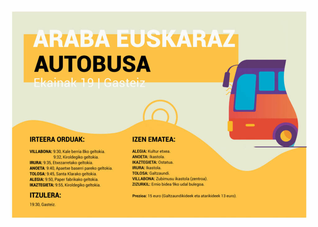 Araba Euskarazera autobusez Tolosaldetik 1