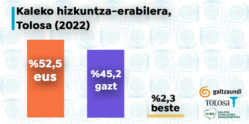 Tolosako kaleetako euskara-erabilera %52,5ekoa da 3