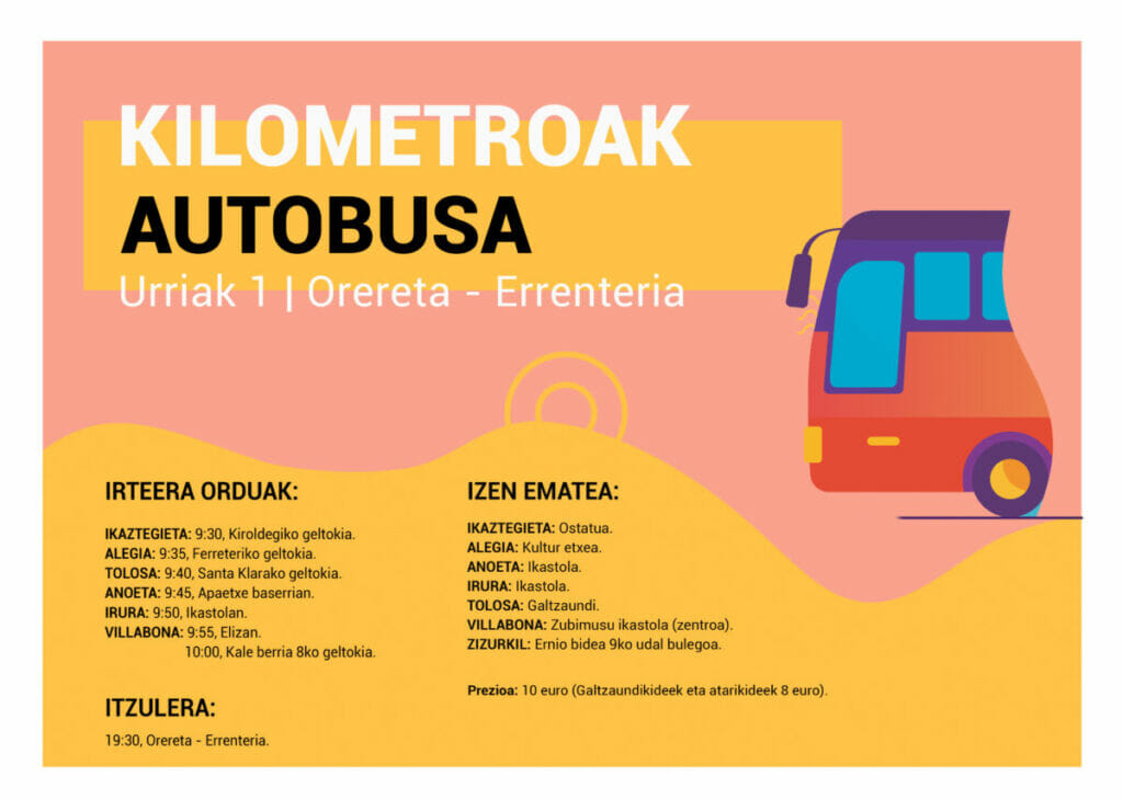 Gerturatu Kilometroakera autobusez Tolosaldetik 5