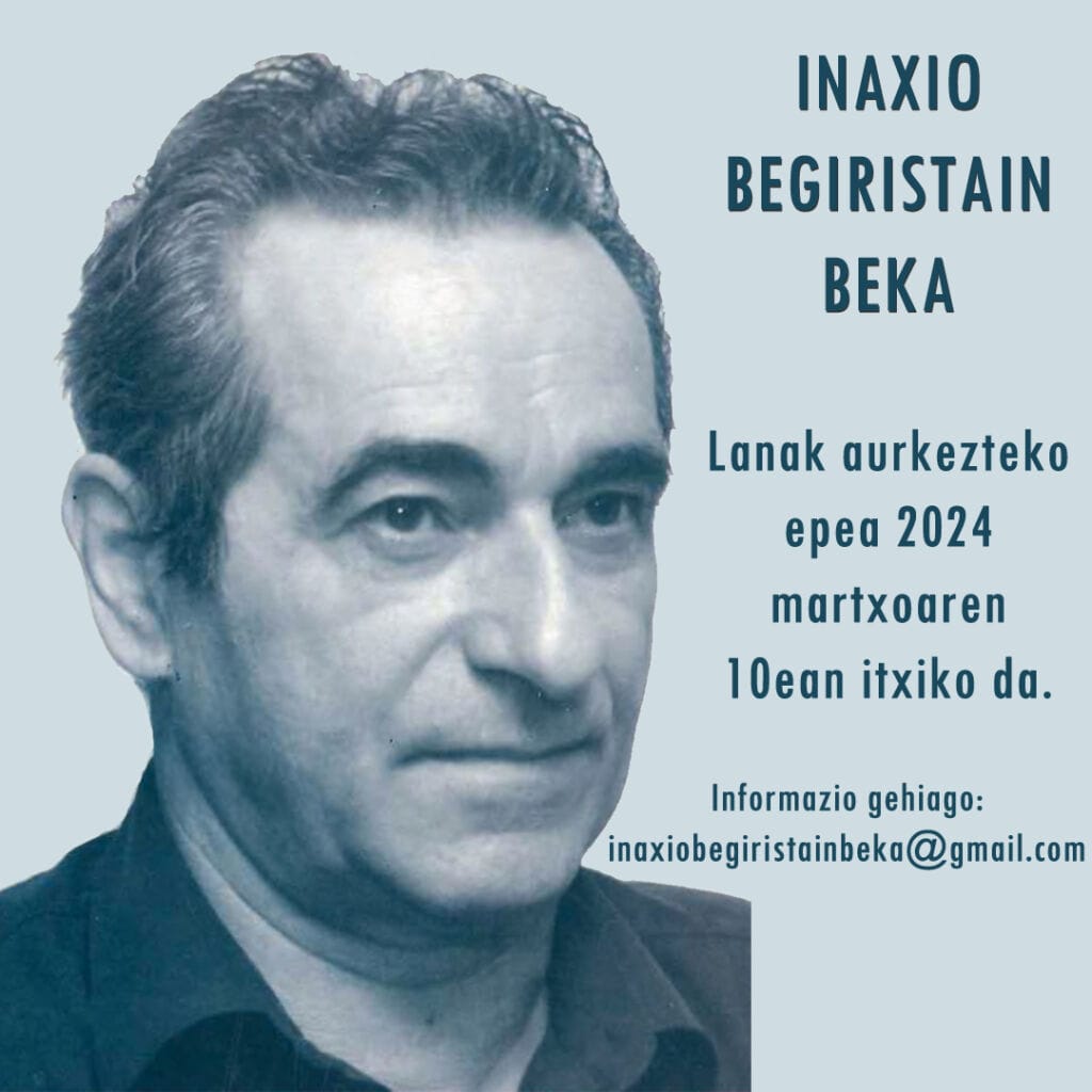 Intxurre elkarteak Inaxio Begiristain kultur beka jarri du martxan 1