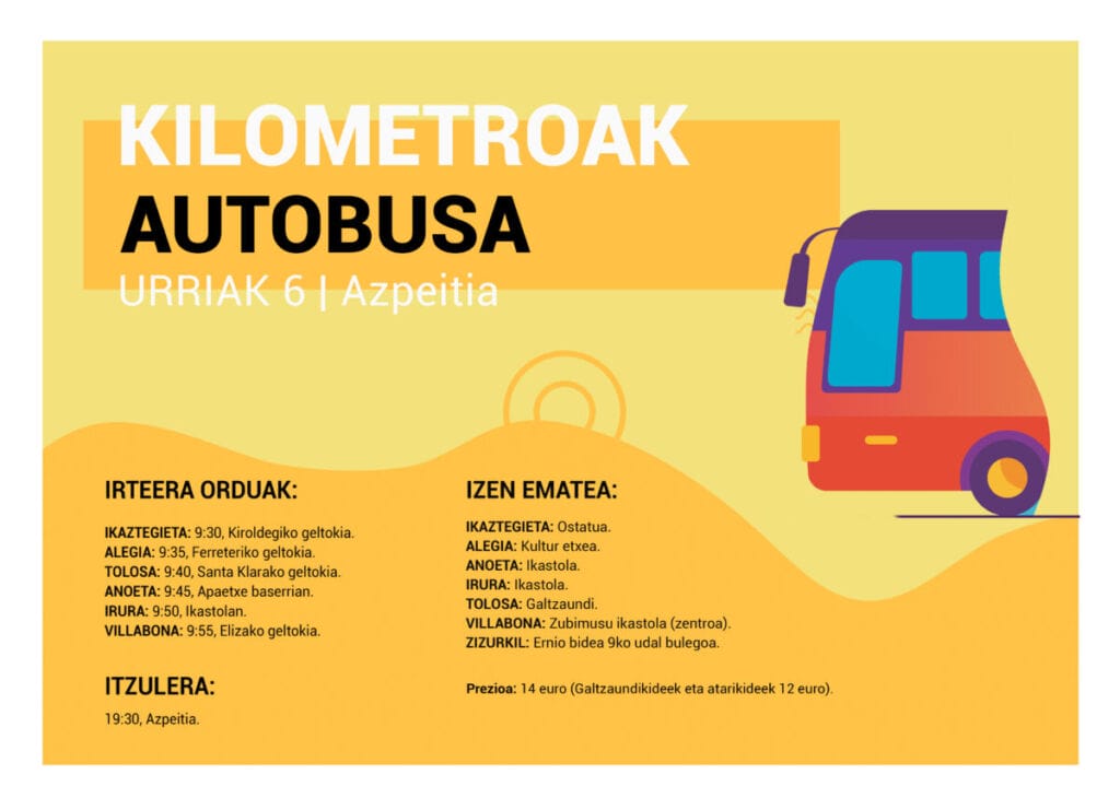 Etorri Kilometroak ikastolen jaira autobusez Tolosaldetik 9