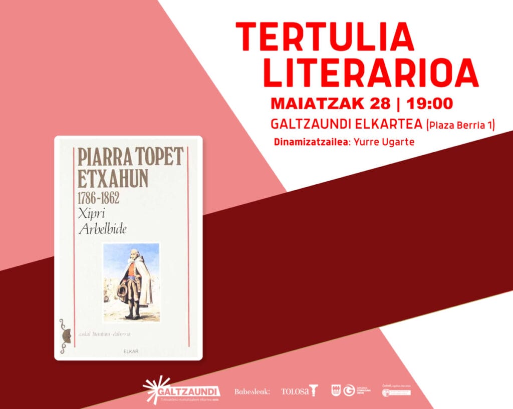 Xipri Arbelbideren 'Piarra Topet Etxahun (1786-1862)' liburua irakurgai, maiatzeko saioan 1