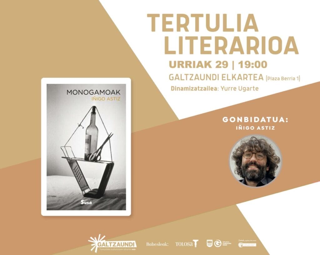 Iñigo Astiz etorriko da urriko Tertulia Literariora 9