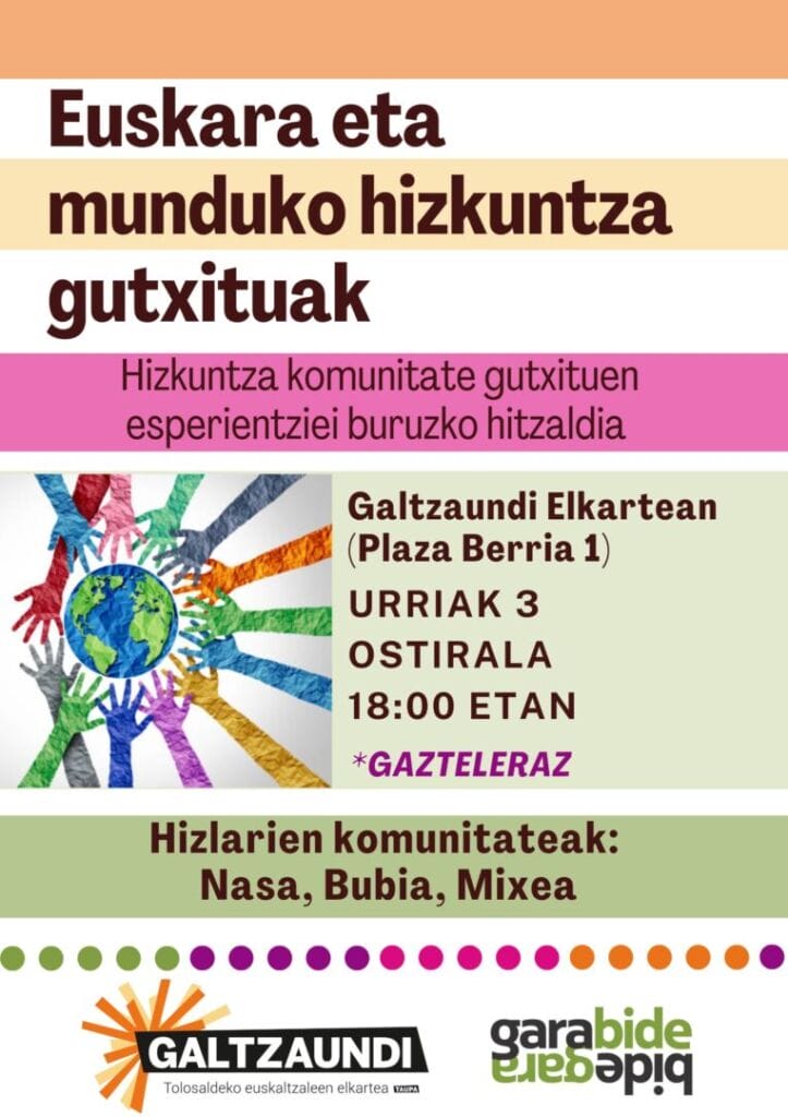 Hizkuntza komunitate gutxituen esperientziei buruzko hitzaldia Galtzaundin 3