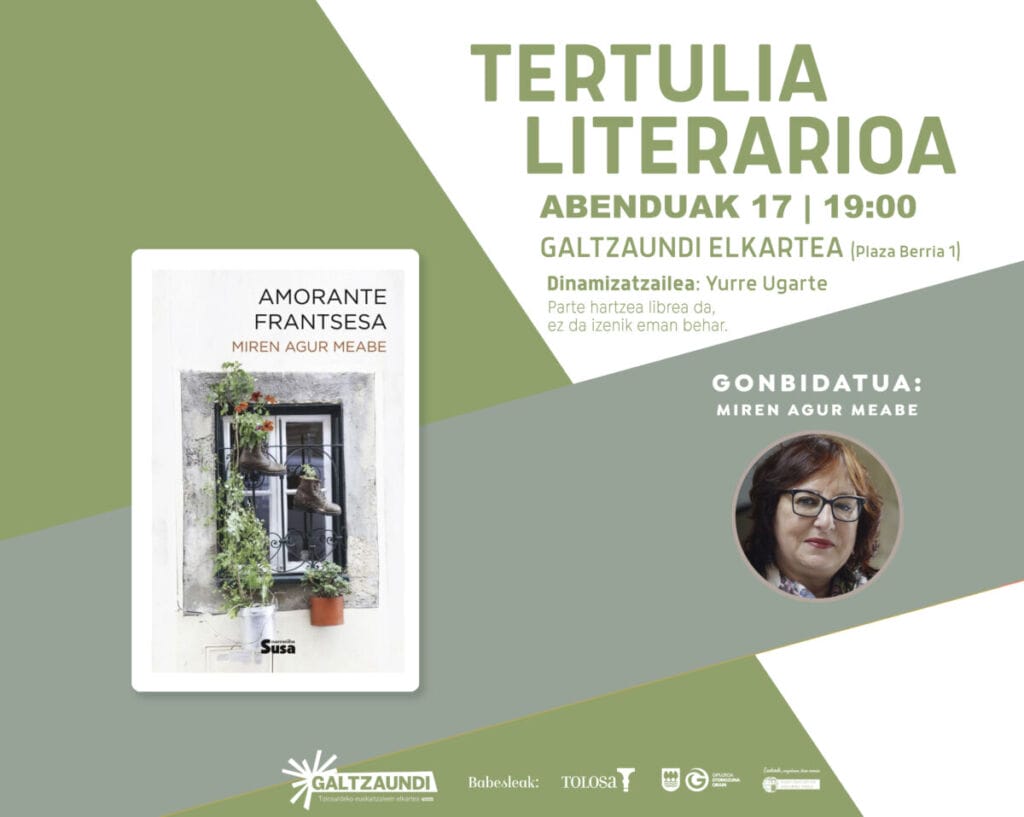 Miren Agur Meabe etorriko da Tertulia Literariora abenduan 1