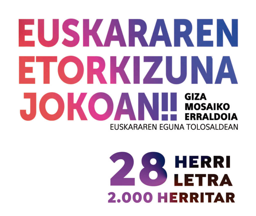 'Euskararen etorkizuna jokoan!!' giza mosaiko erraldoia osatuko dute Tolosaldeko herriek 6 'Euskararen etorkizuna jokoan!!' giza mosaiko erraldoia osatuko dute Tolosaldeko herriek 5