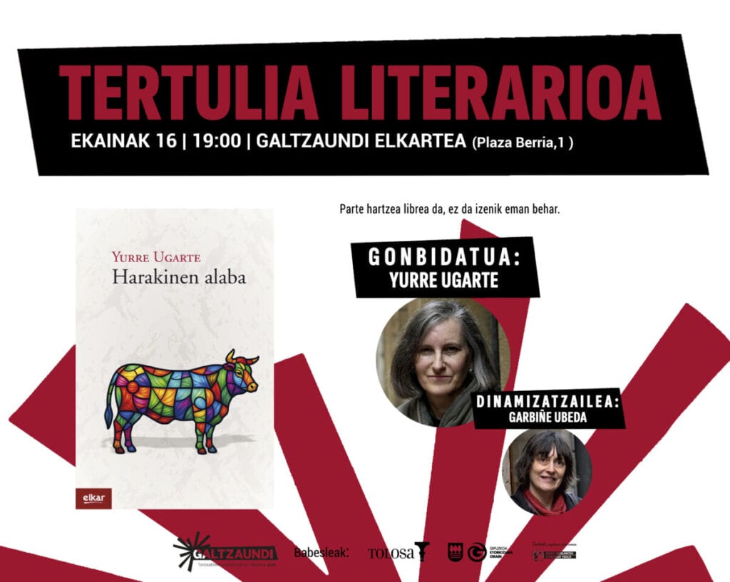 Yurre Ugarte elkarrizketatuko du Garbiñe Ubedak ekaineko Tertulia Literarioan 1