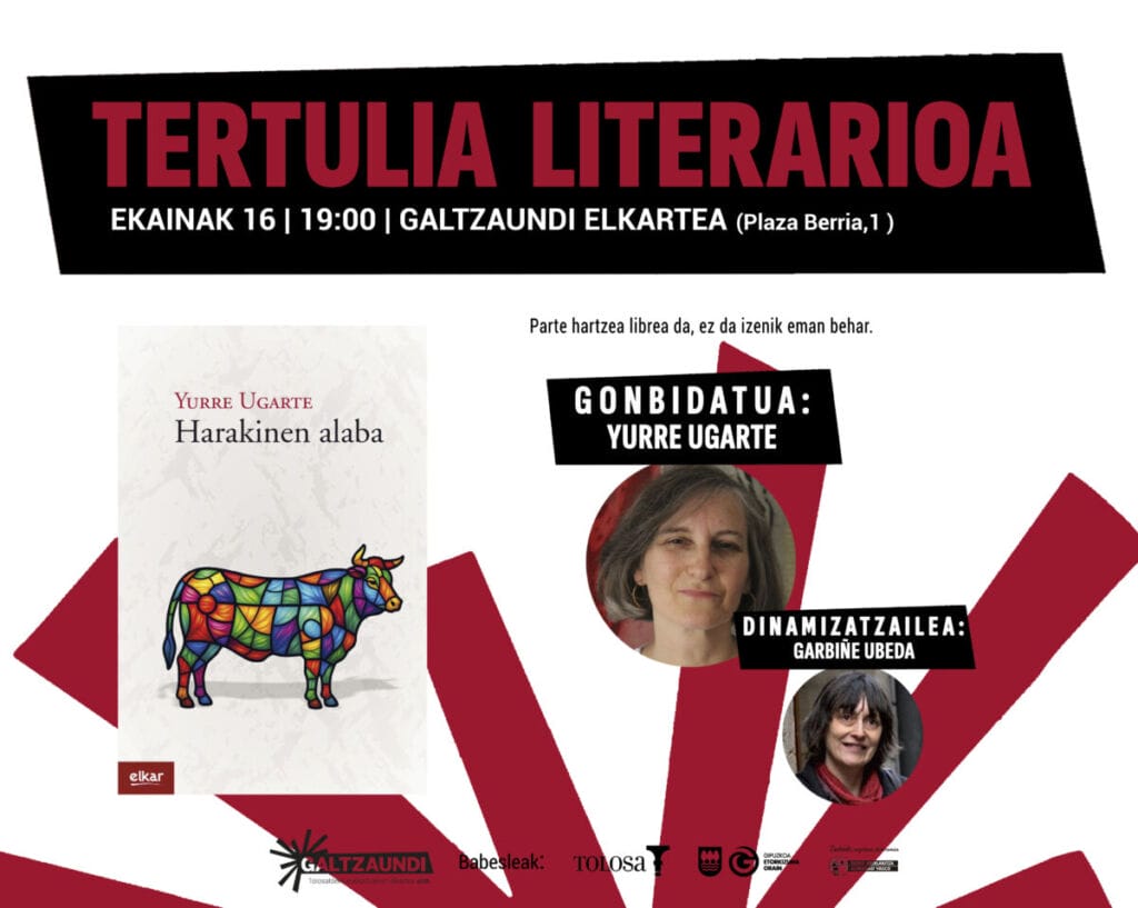 Yurre Ugarte etorriko da ekaineko Tertulia Literariora 2 Yurre Ugarte etorriko da ekaineko Tertulia Literariora 1