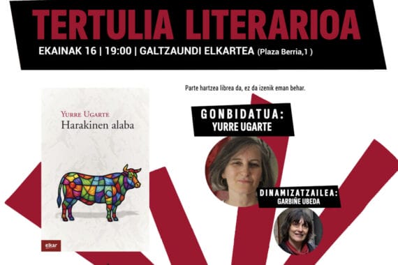 Yurre Ugarte etorriko da ekaineko Tertulia Literariora 3