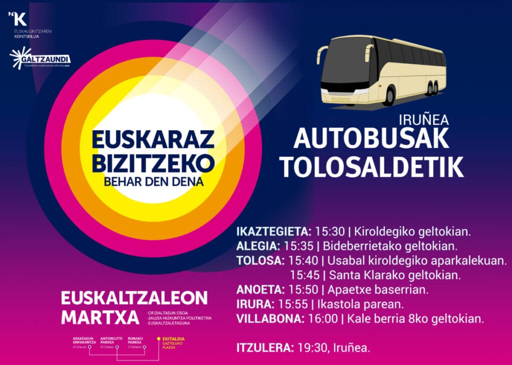 Iruñara autobusez joateko aukera Tolosaldetik 4 Iruñara autobusez joateko aukera Tolosaldetik 3