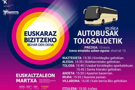 Iruñera autobusez joateko aukera Tolosaldetik 7