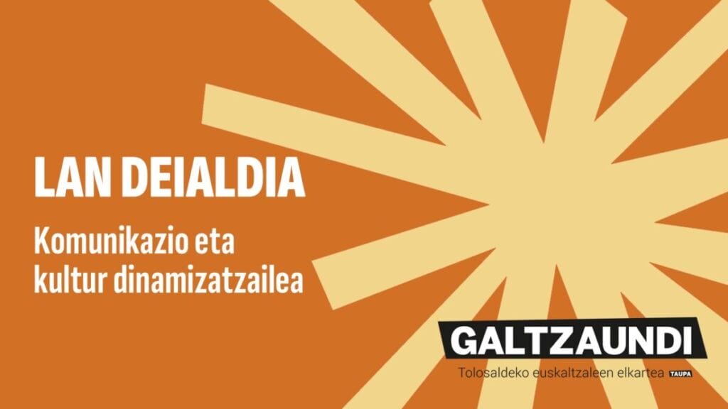 Komunikazio eta kultur dinamizatzailea behar du Galtzaundik 1