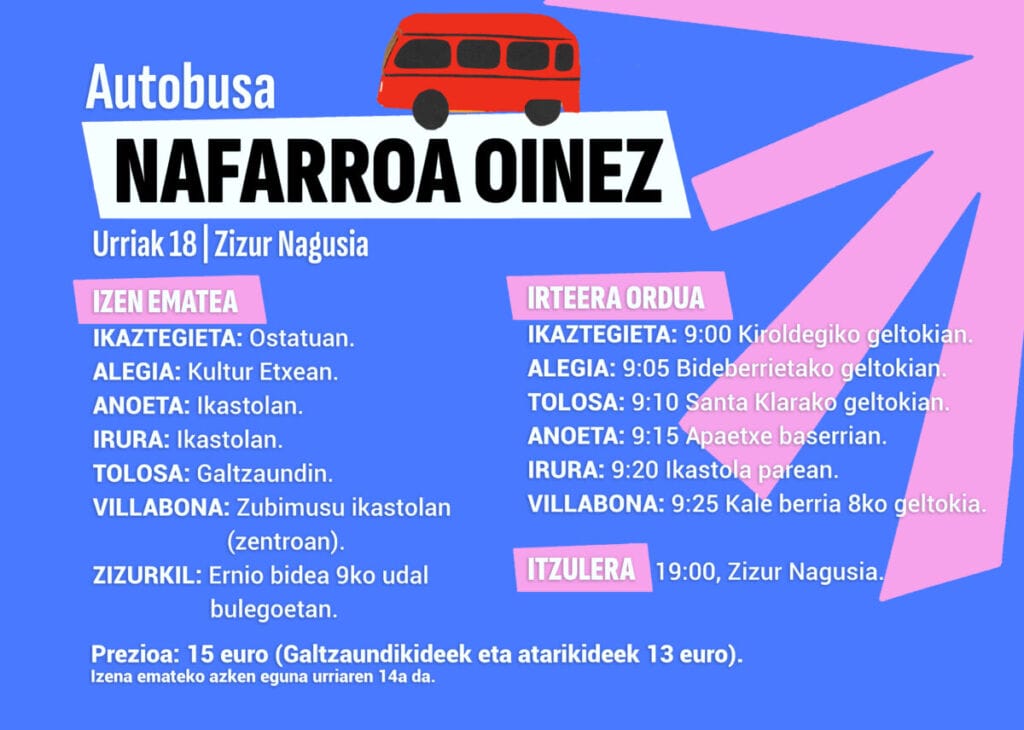 Nafarroa Oinezera joateko autobusak antolatu ditu Galtzaundik 1