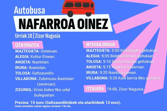 Nafarroa Oinezera joateko autobusak antolatu ditu Galtzaundik 5
